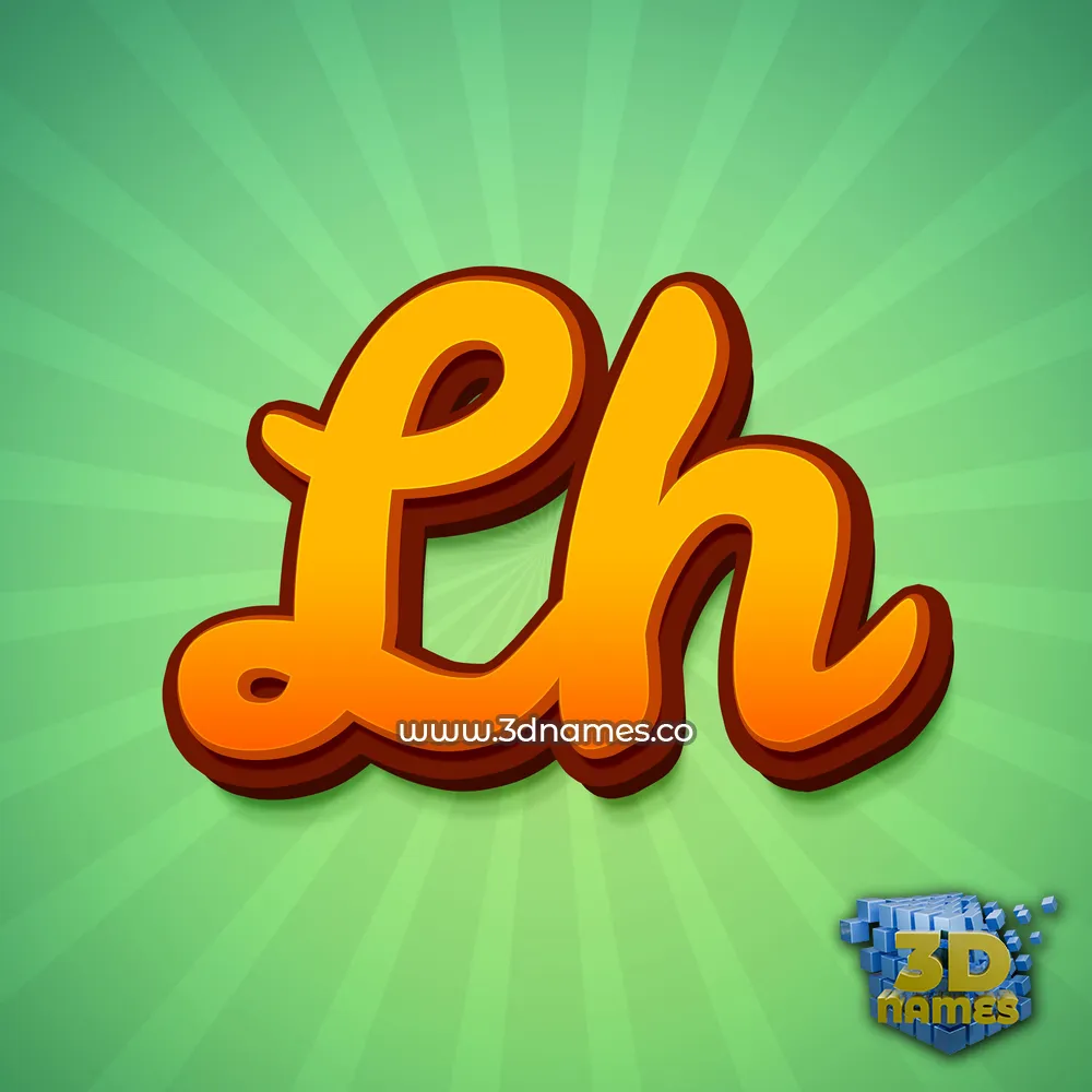 lh in Green Rays style - 3D name wallpaper