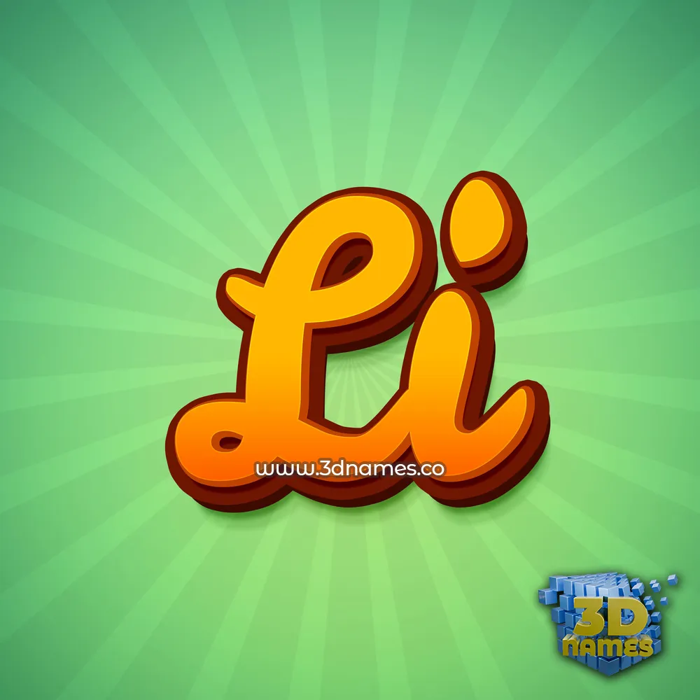 li in Green Rays style - 3D name wallpaper