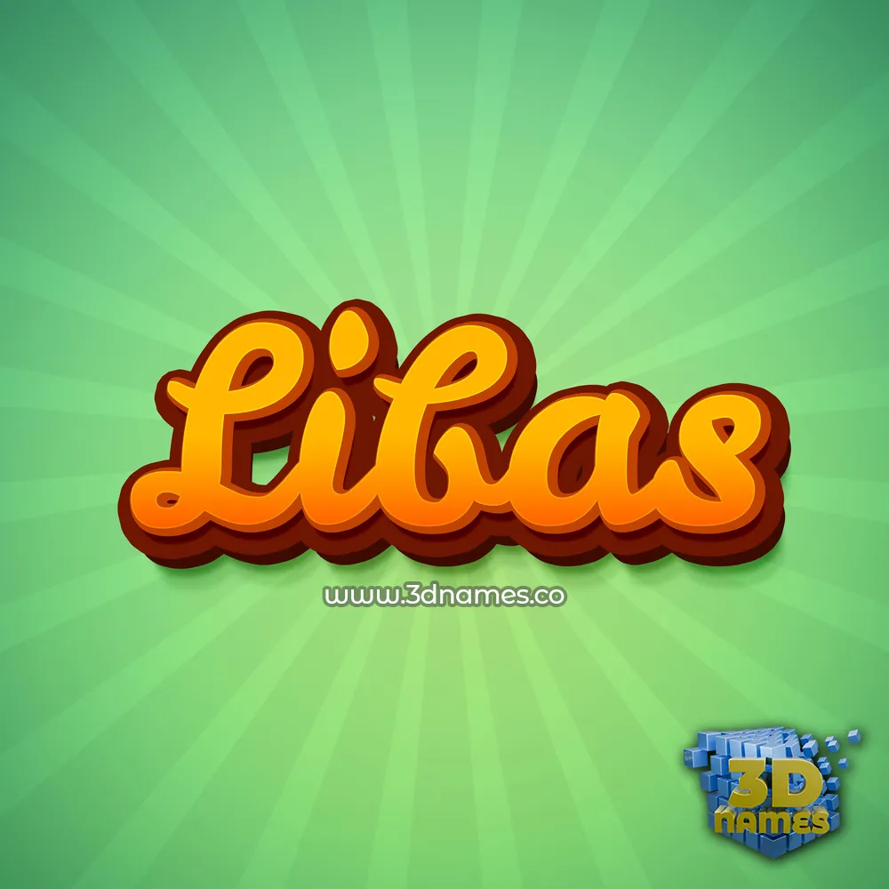 libas in Green Rays style - 3D name wallpaper