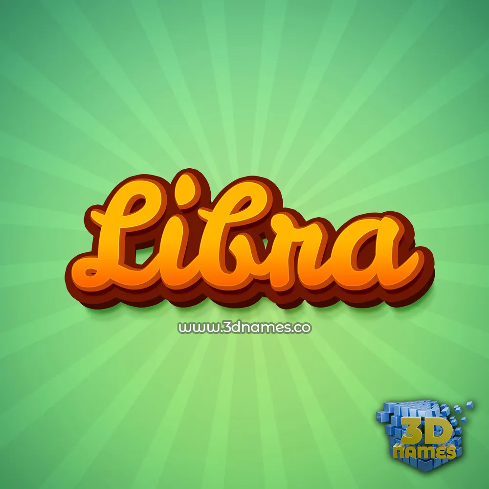 libra in Green Rays style - 3D name wallpaper