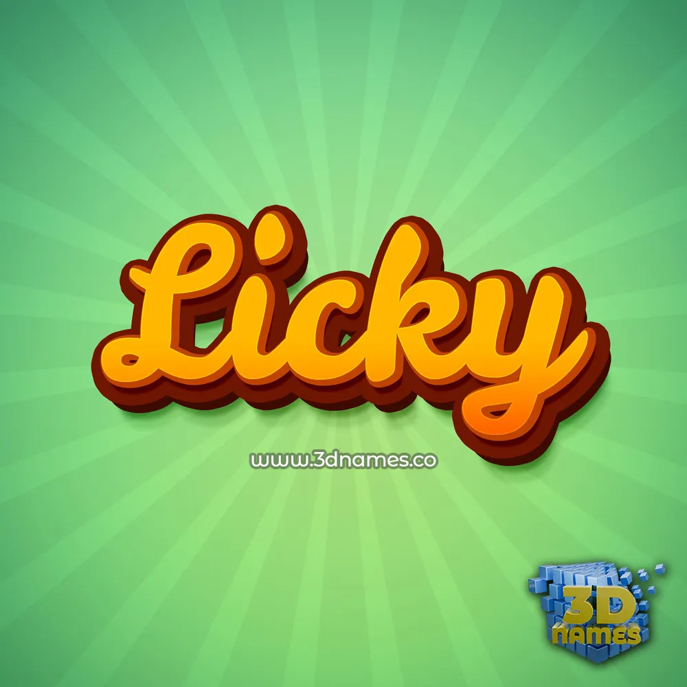 licky in Green Rays style - 3D name wallpaper