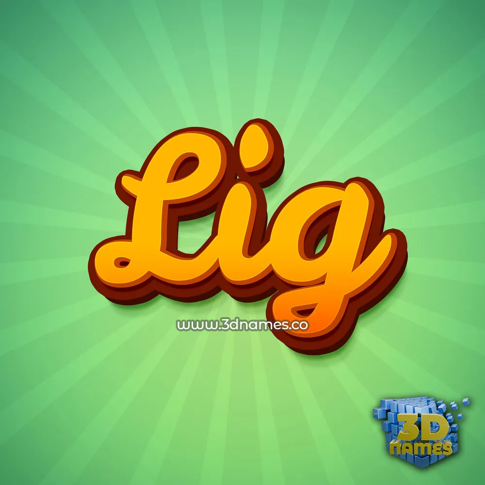 lig in Green Rays style - 3D name wallpaper