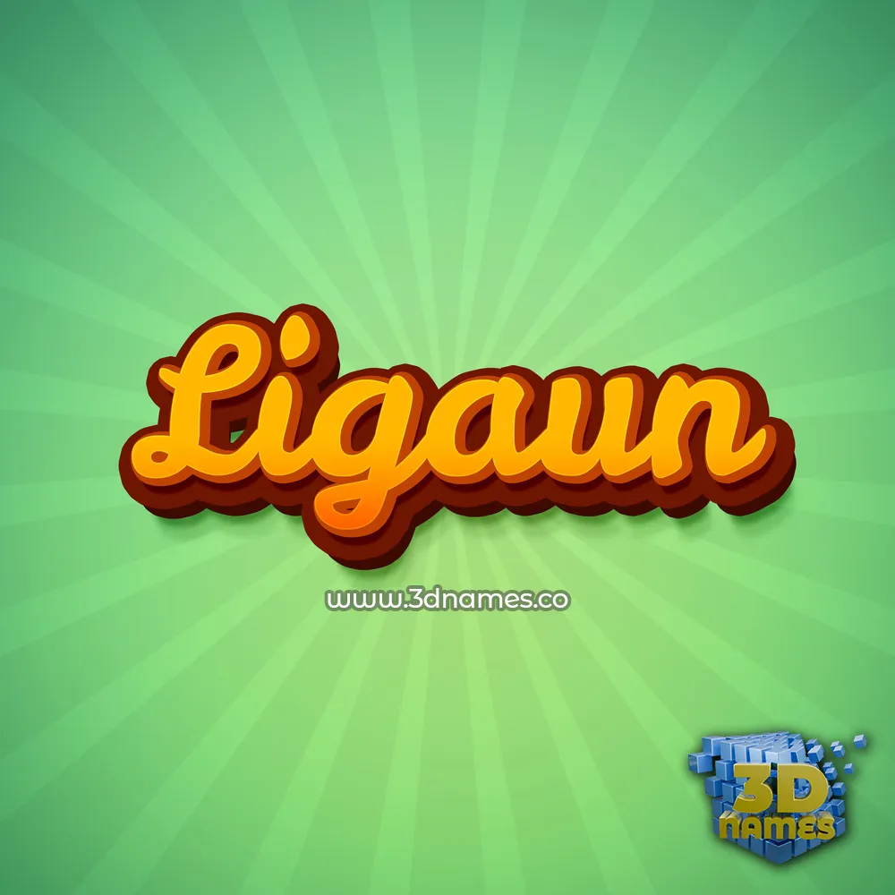 ligaun in Green Rays style - 3D name wallpaper