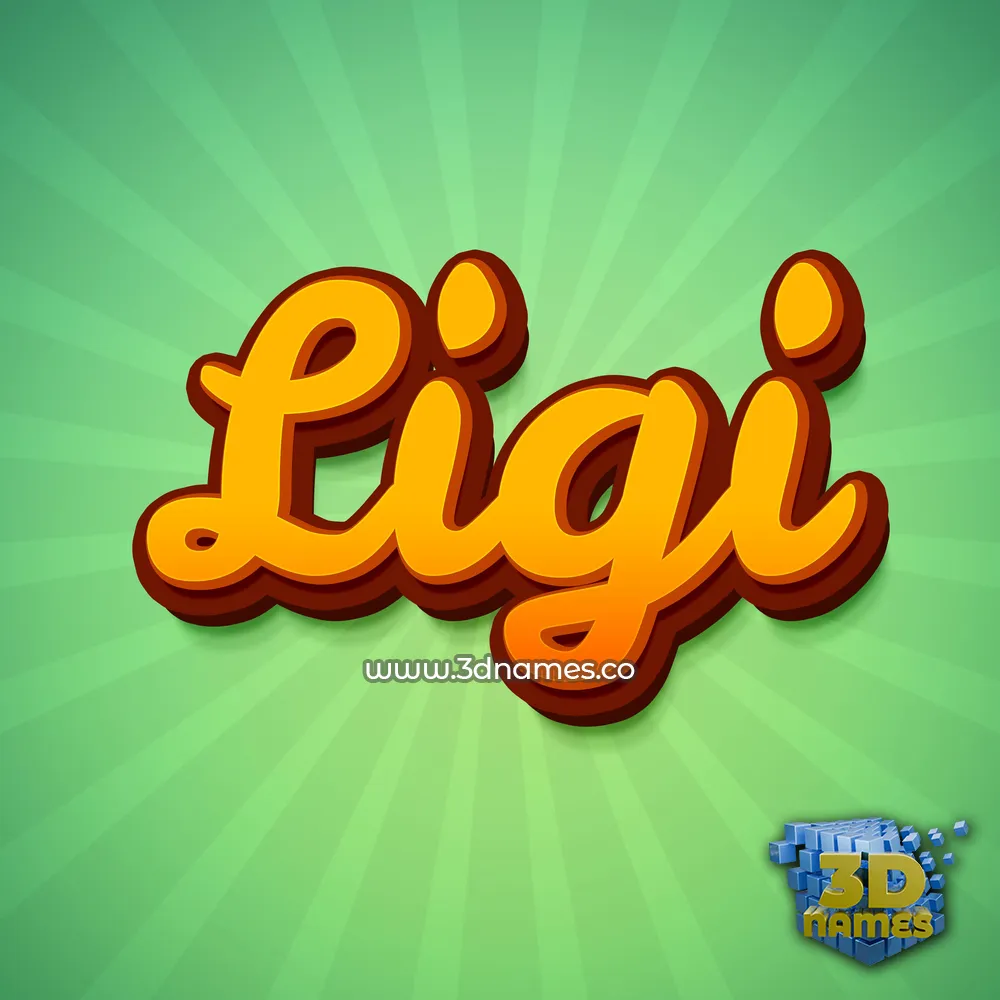 ligi in Green Rays style - 3D name wallpaper