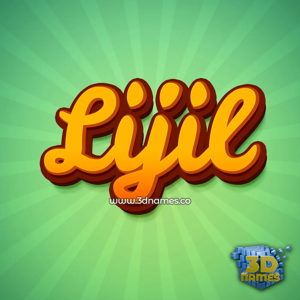 lijil in Green Rays style - 3D name wallpaper
