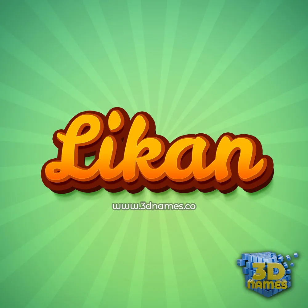 likan in Green Rays style - 3D name wallpaper