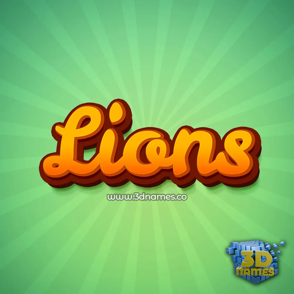 lions in Green Rays style - 3D name wallpaper