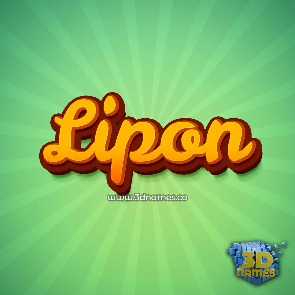 lipon in Green Rays style - 3D name wallpaper