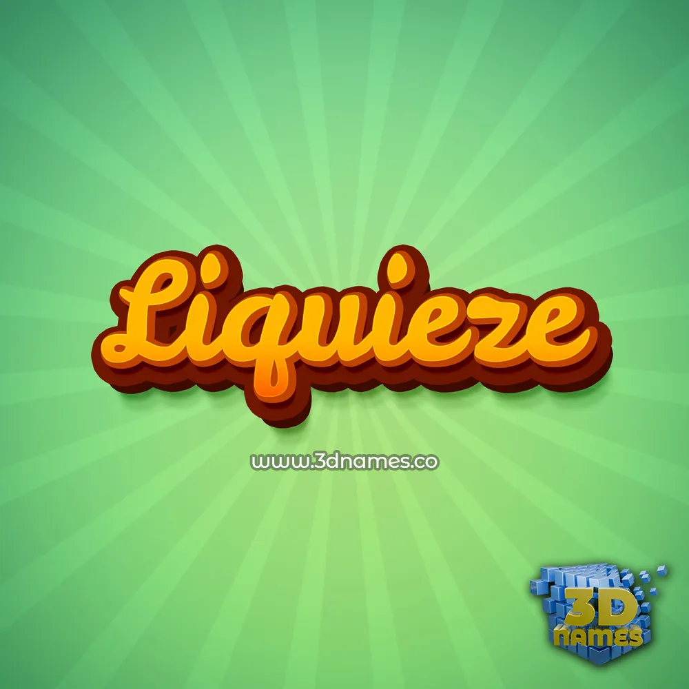 liquieze in Green Rays style - 3D name wallpaper