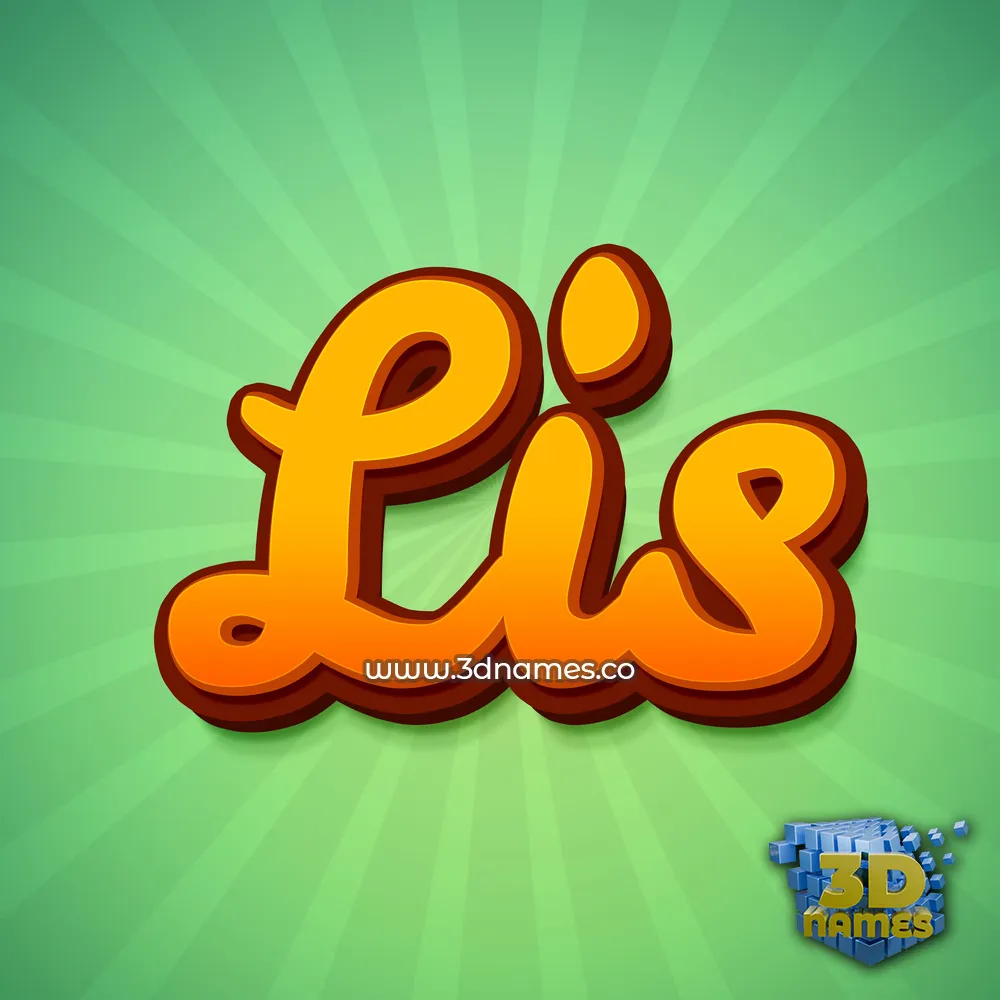 lis in Green Rays style - 3D name wallpaper