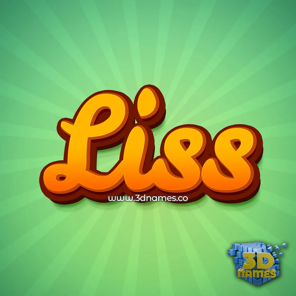 liss in Green Rays style - 3D name wallpaper