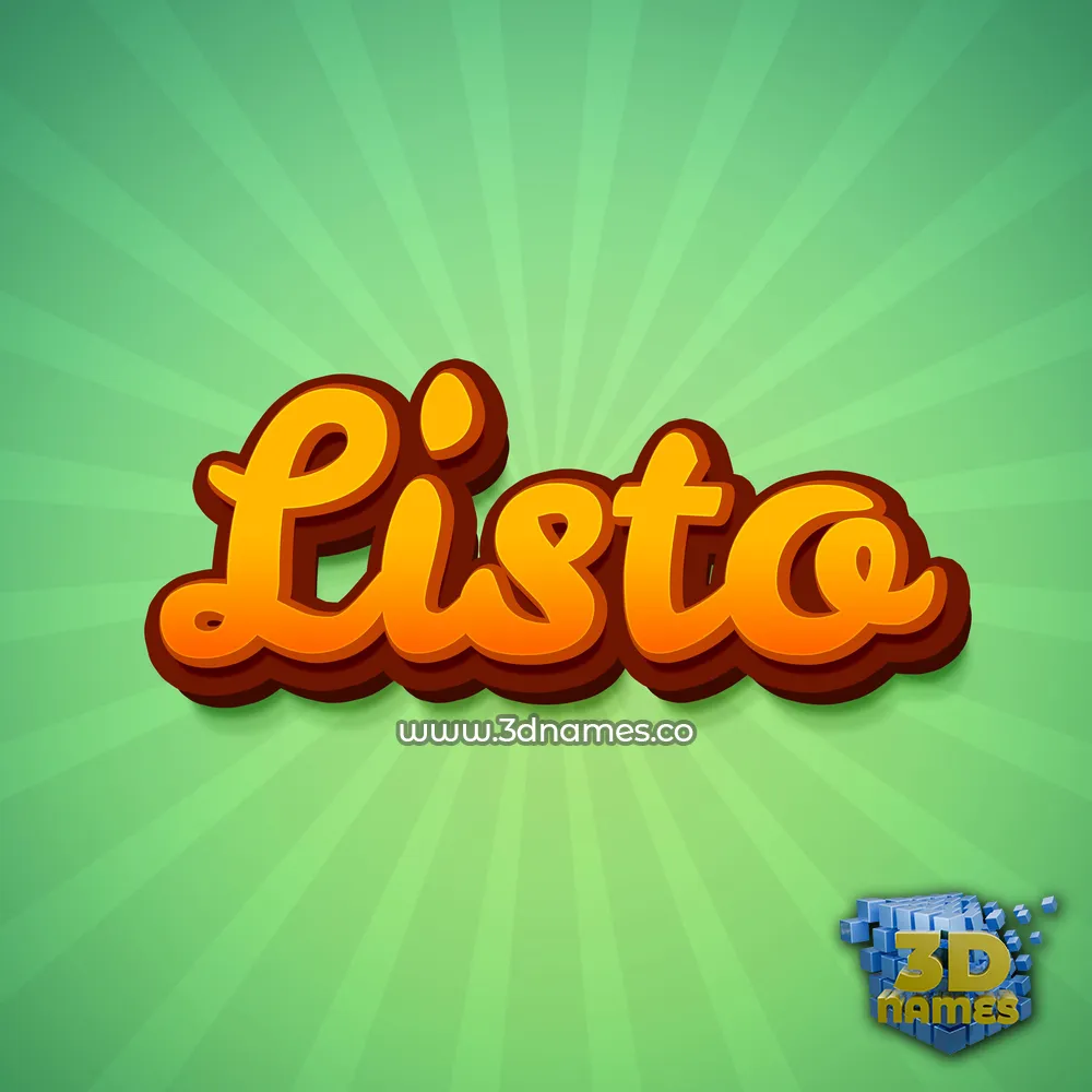 listo in Green Rays style - 3D name wallpaper