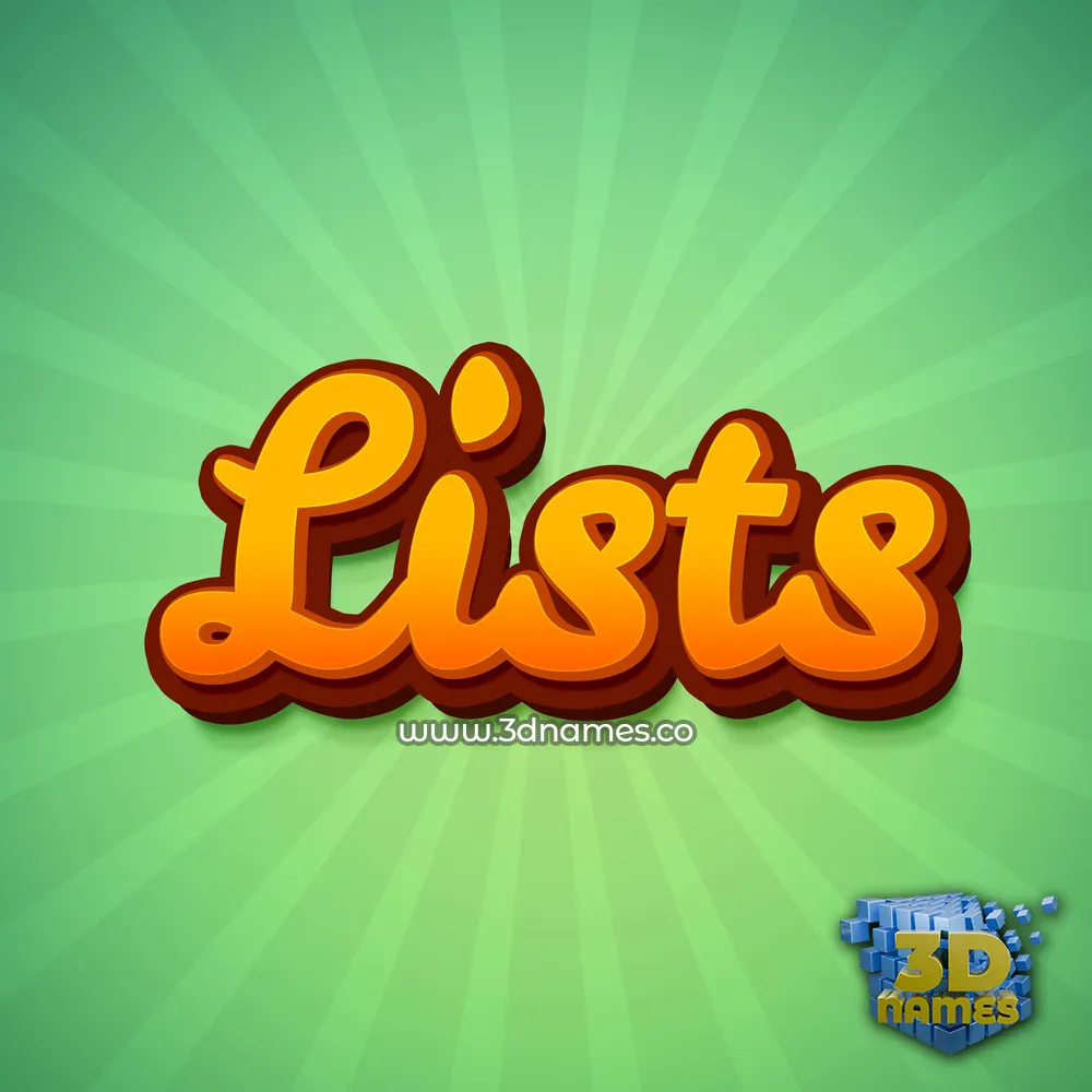 lists in Green Rays style - 3D name wallpaper