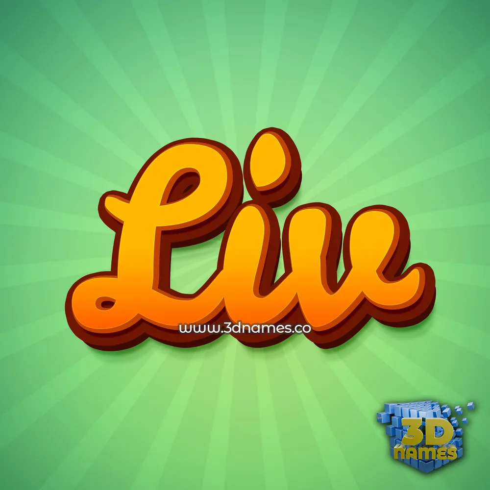 liv in Green Rays style - 3D name wallpaper