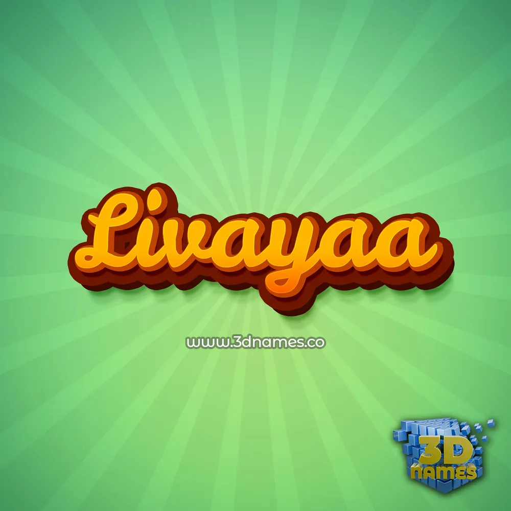 livayaa in Green Rays style - 3D name wallpaper