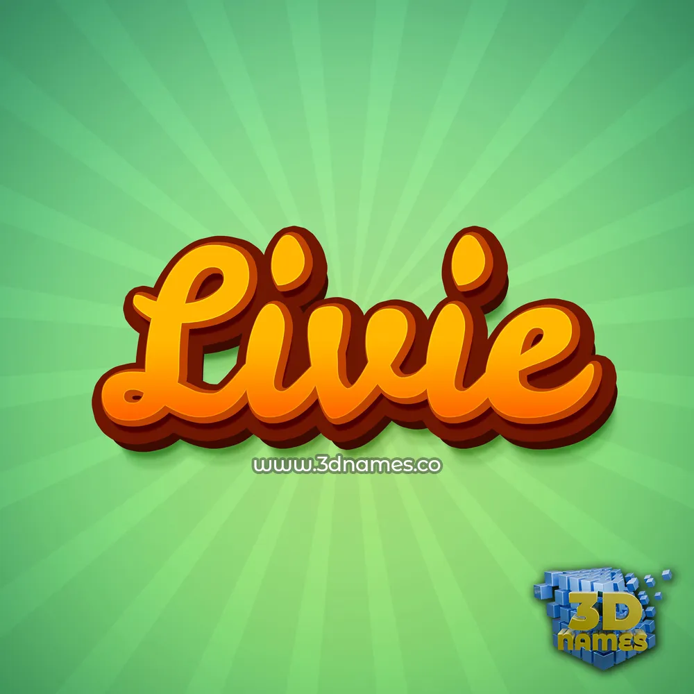 livie in Green Rays style - 3D name wallpaper
