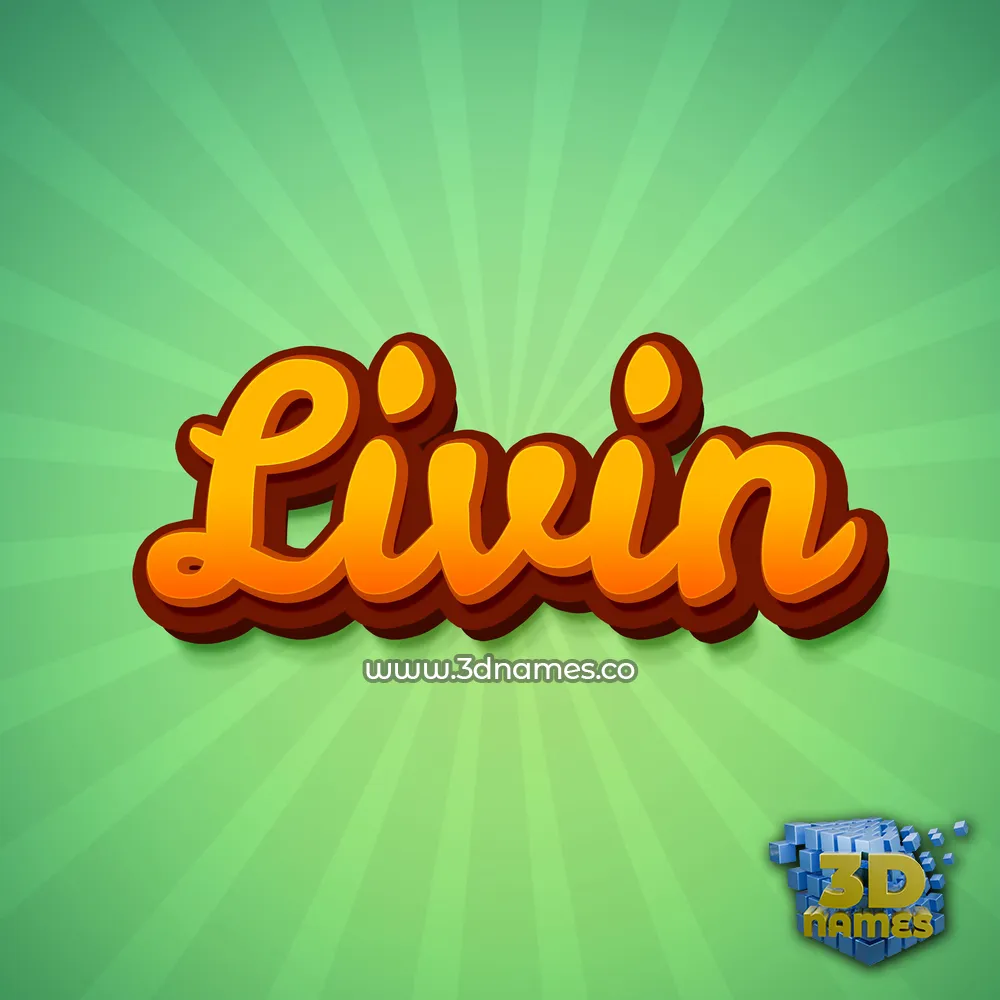 livin in Green Rays style - 3D name wallpaper