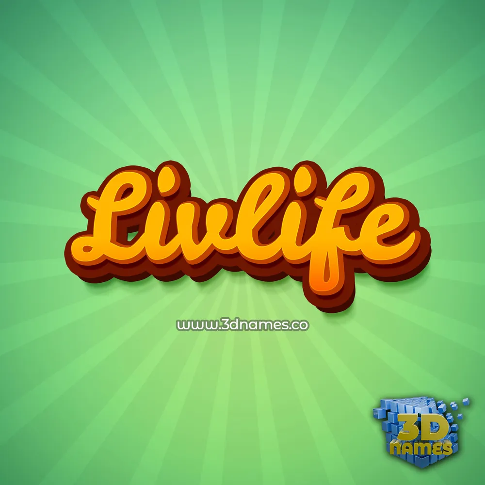 livlife in Green Rays style - 3D name wallpaper