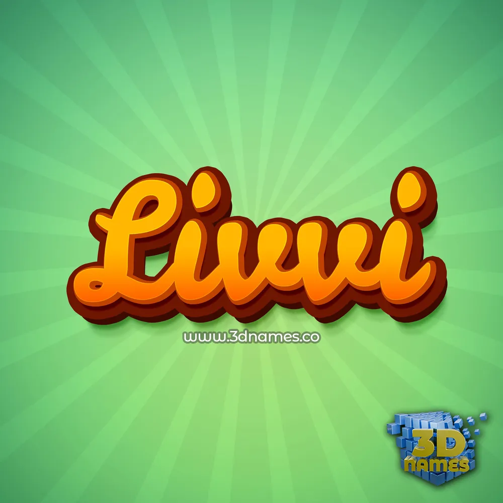 livvi in Green Rays style - 3D name wallpaper
