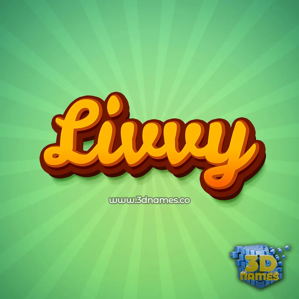 livvy in Green Rays style - 3D name wallpaper