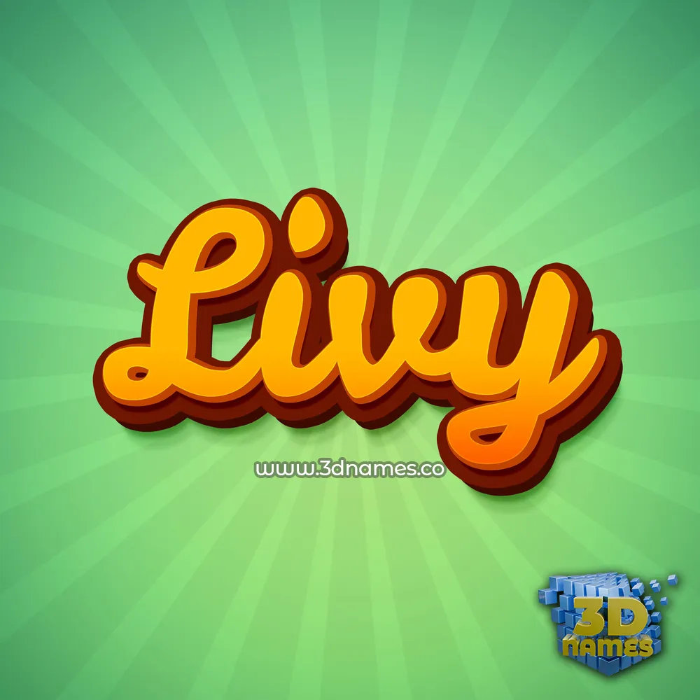 livy in Green Rays style - 3D name wallpaper