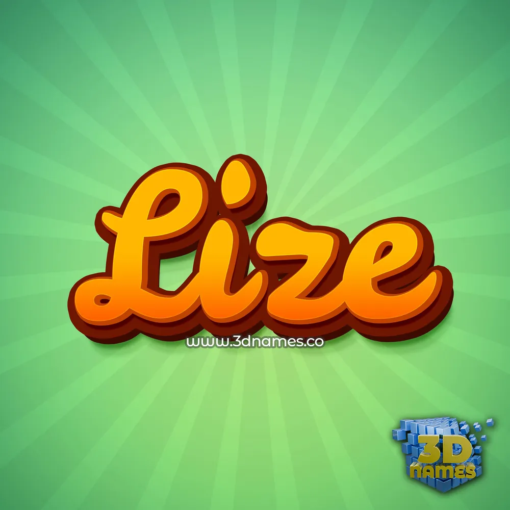 lize in Green Rays style - 3D name wallpaper