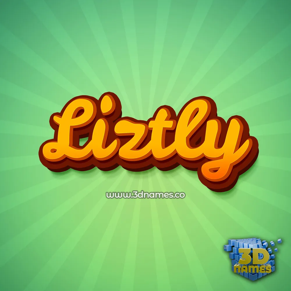 liztly in Green Rays style - 3D name wallpaper