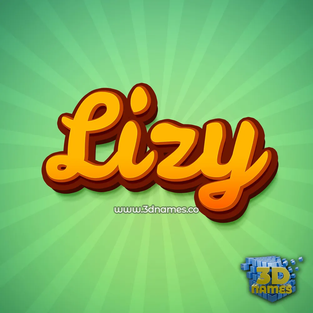 lizy in Green Rays style - 3D name wallpaper