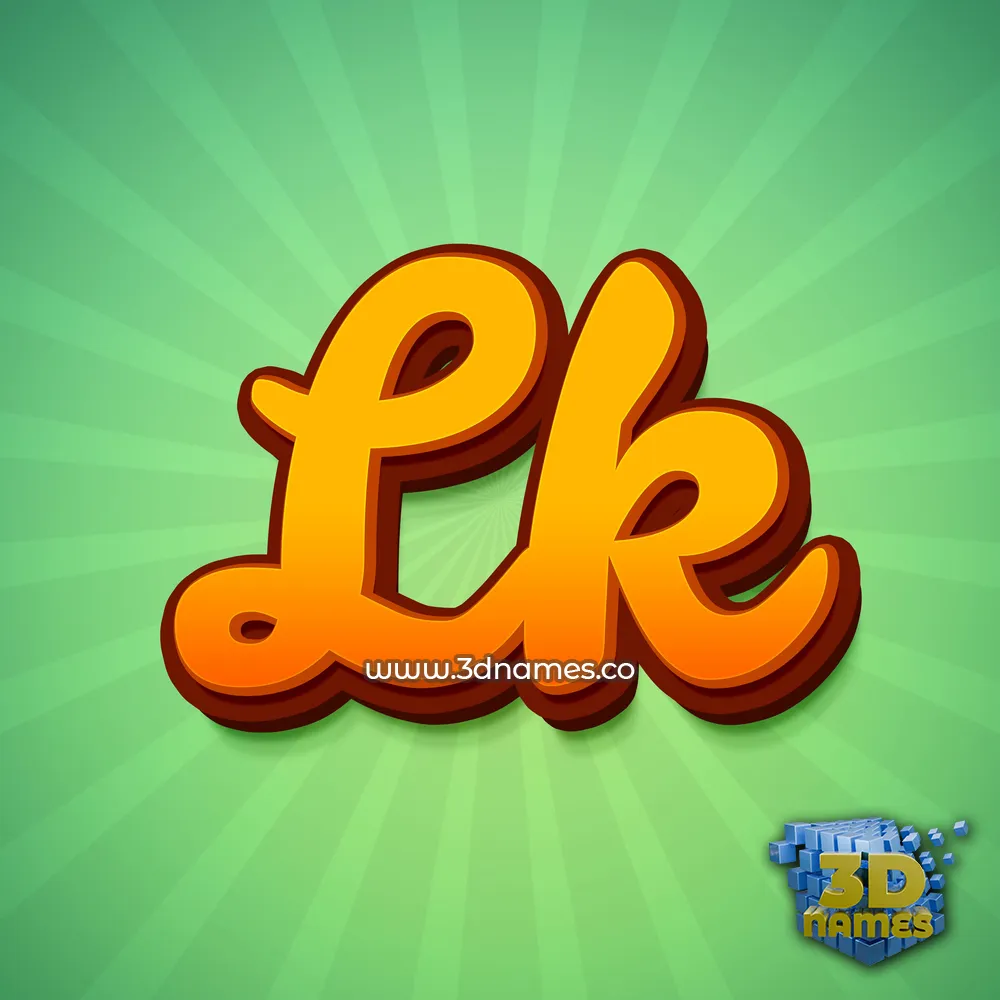 lk in Green Rays style - 3D name wallpaper