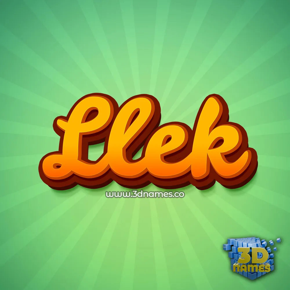 llek in Green Rays style - 3D name wallpaper