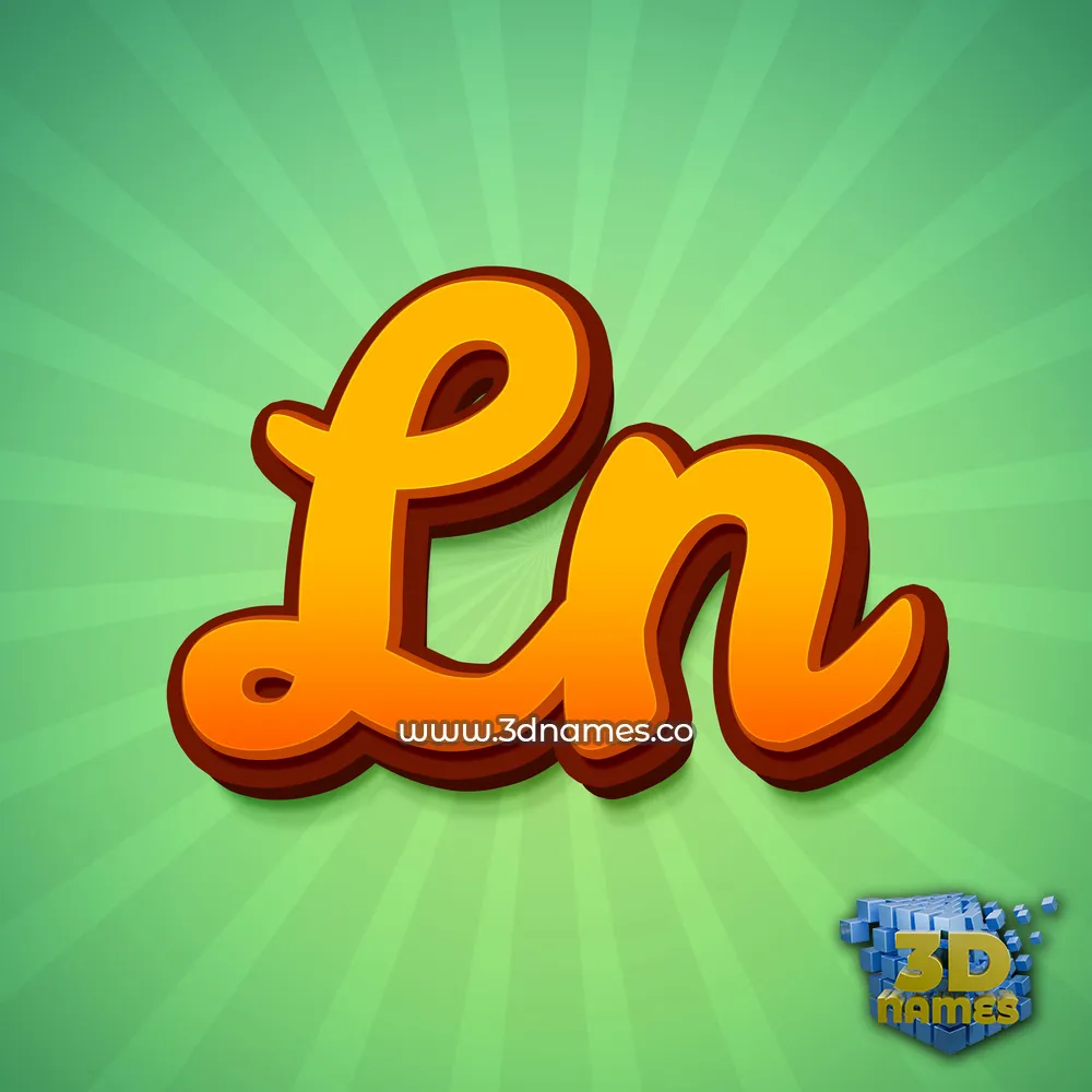 ln in Green Rays style - 3D name wallpaper