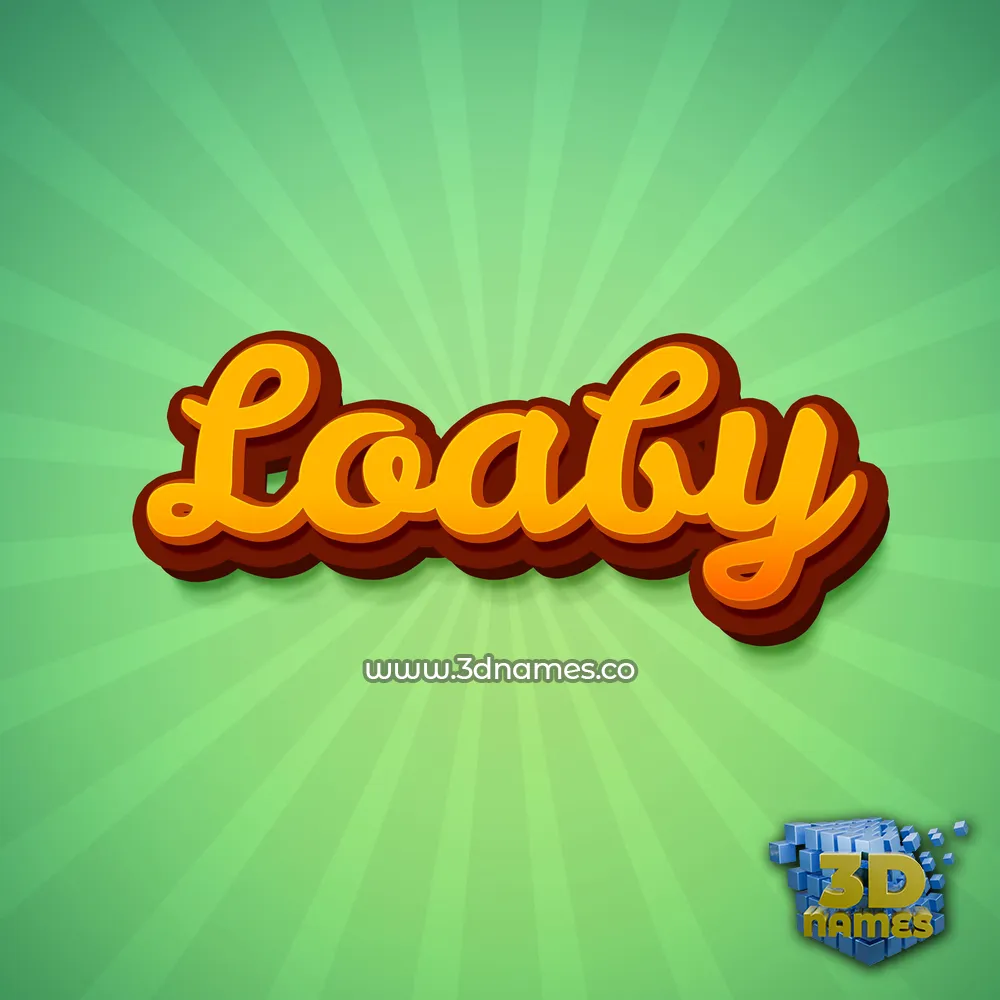 loaby in Green Rays style - 3D name wallpaper
