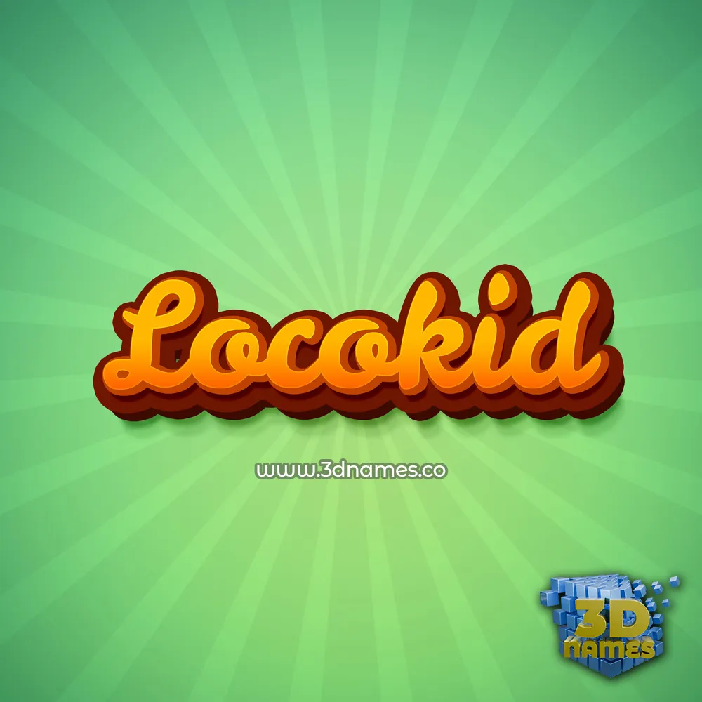 locokid in Green Rays style - 3D name wallpaper