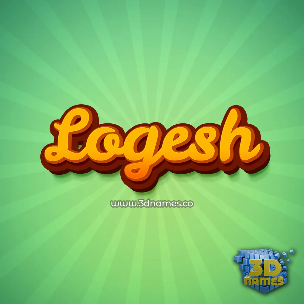 logesh in Green Rays style - 3D name wallpaper