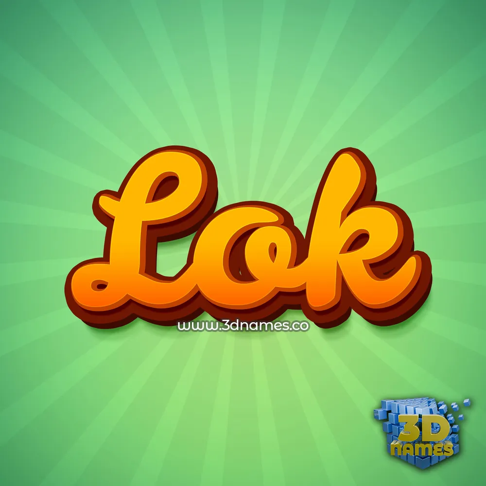 lok in Green Rays style - 3D name wallpaper