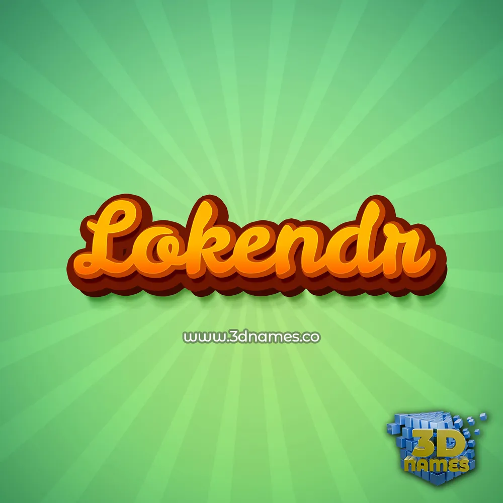 lokendr in Green Rays style - 3D name wallpaper