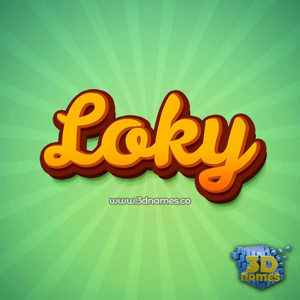 loky in Green Rays style - 3D name wallpaper