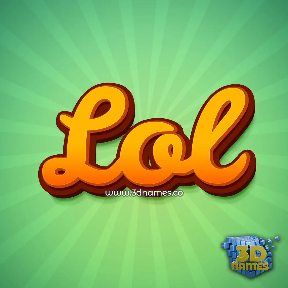 lol in Green Rays style - 3D name wallpaper