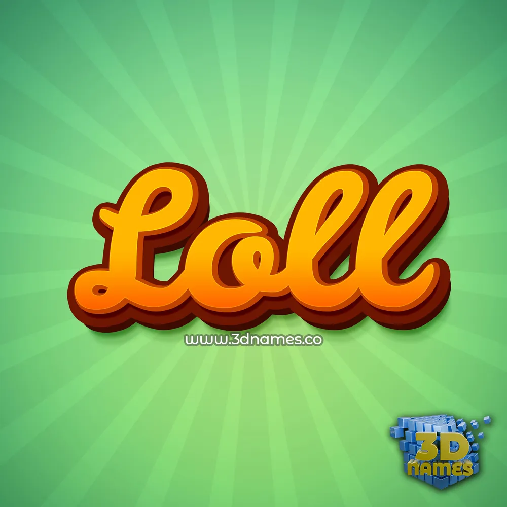 loll in Green Rays style - 3D name wallpaper