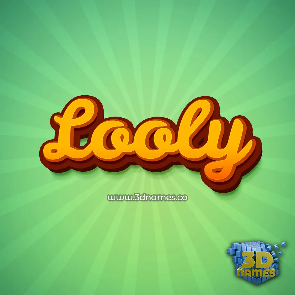 looly in Green Rays style - 3D name wallpaper