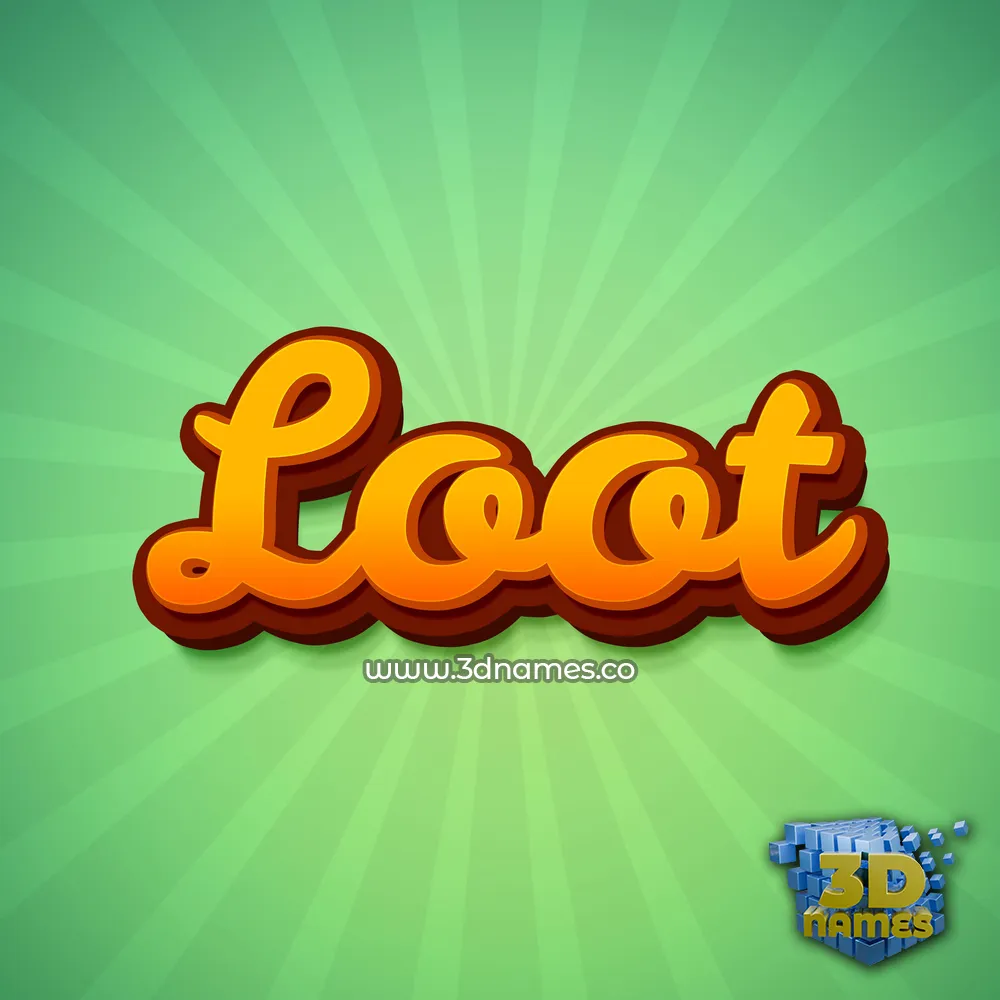 loot in Green Rays style - 3D name wallpaper