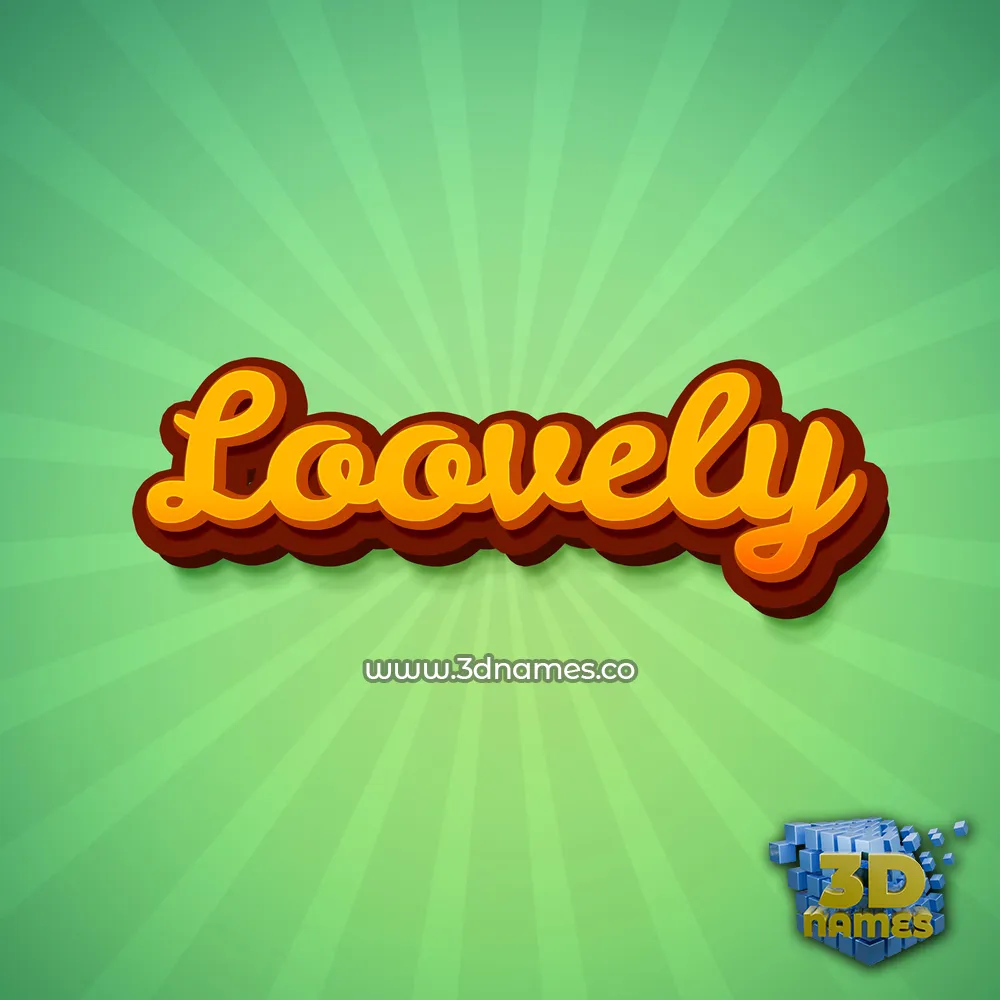loovely in Green Rays style - 3D name wallpaper