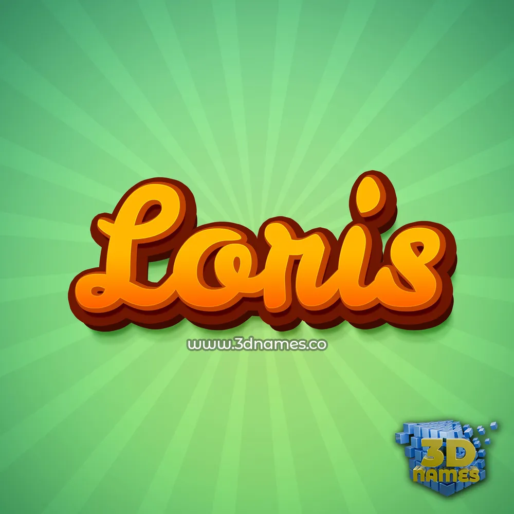 loris in Green Rays style - 3D name wallpaper