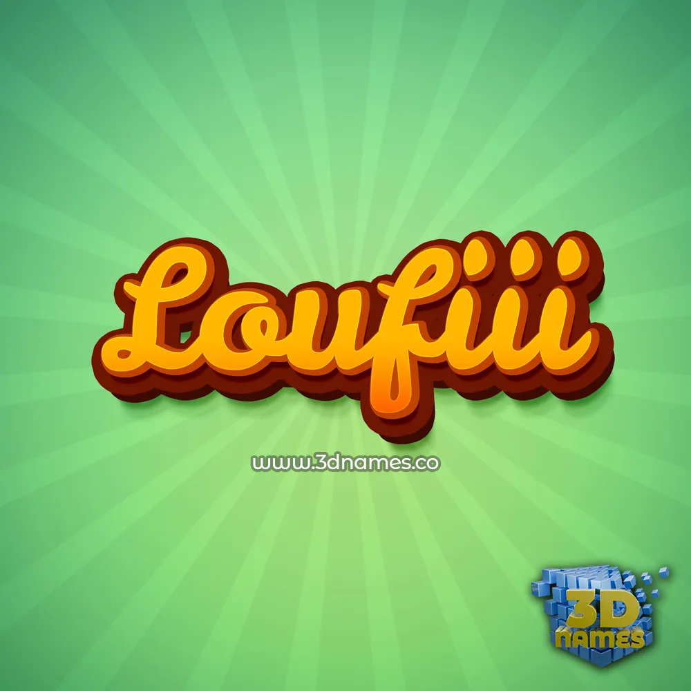 loufiii in Green Rays style - 3D name wallpaper