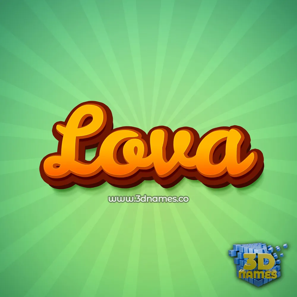 lova in Green Rays style - 3D name wallpaper