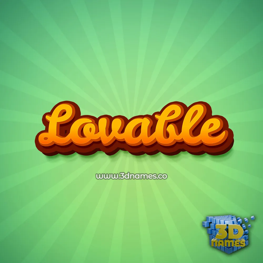 lovable in Green Rays style - 3D name wallpaper