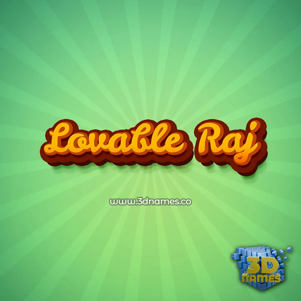 lovable raj in Green Rays style - 3D name wallpaper