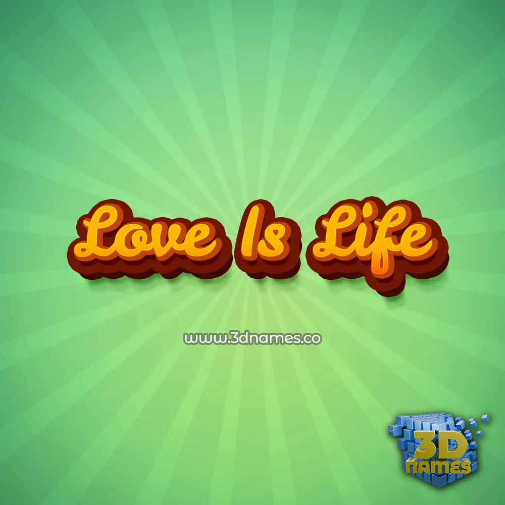 love is life in Green Rays style - 3D name wallpaper