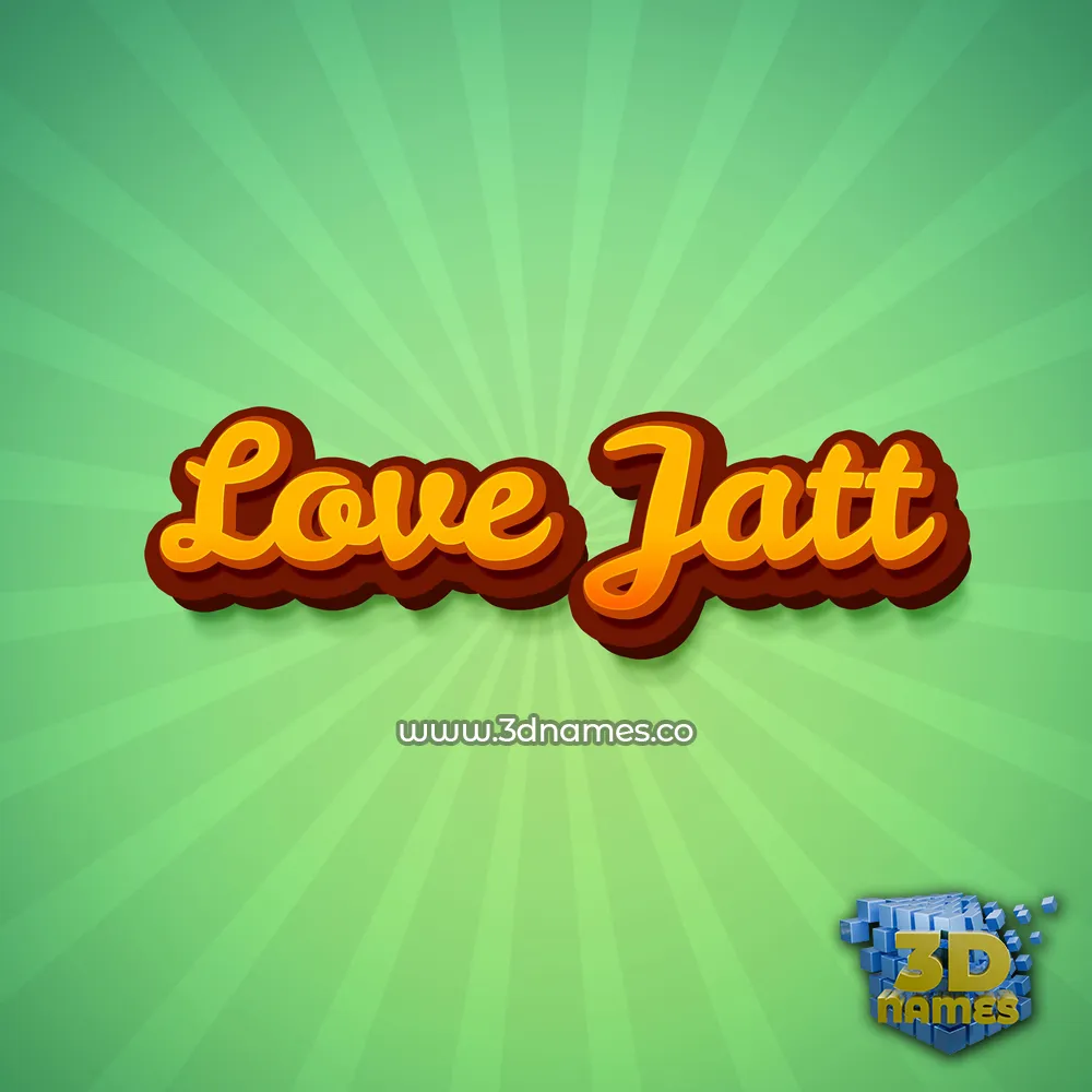 love jatt in Green Rays style - 3D name wallpaper