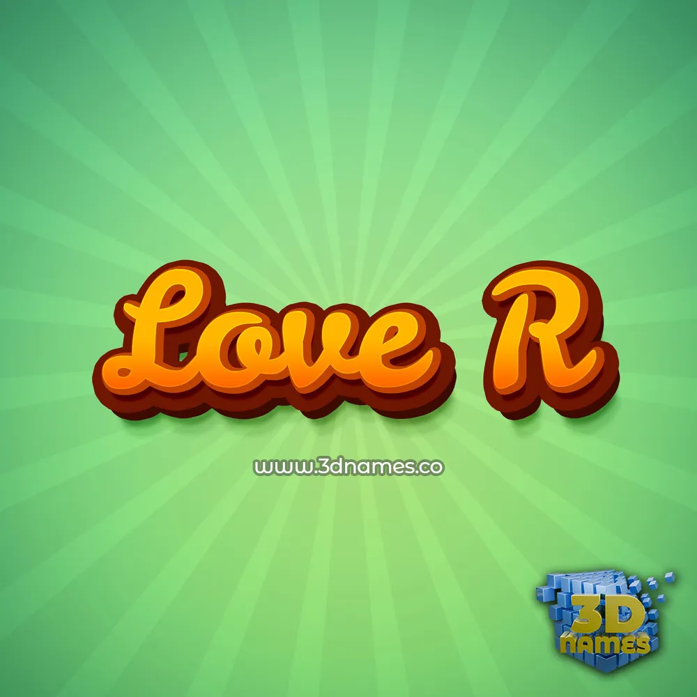 love r in Green Rays style - 3D name wallpaper
